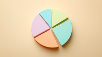 Leinwandbilder - A minimalistic pie chart with pastel-colored slices representing different budget categories, displayed on a light background with percentages clearly labeled for easy understanding.