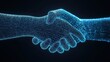 © maesarin - Futuristic digital handshake symbolizing a cyber deal or business agreement rendered in a sleek wireframe 3D style  The image represents the technological advancements automation