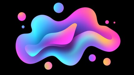 Leinwandbilder - Vibrant, gradient-colored blobs and fluid shapes on a black background, giving a modern and abstract feel to the overall design