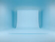 © Siasart Stock - 3D Render of a Minimalist Blue Backdrop Curving into a Studio Space, Perfect for Product Displays.