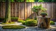 © VisualVault - Serene Garden Design Featuring Moss, Gravel, and Wooden Accents