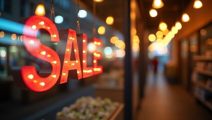 Wall Mural - aesthetic sign with the word sale on a market background