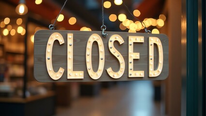 Wall Mural - aesthetic sign with the word closed on a market background