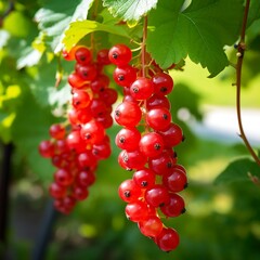 Wall Mural - Currant hanging on a tree. Currant in the garden