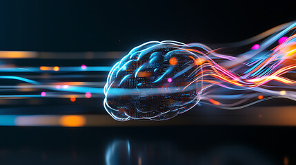 Poster - Dynamic brain visualization digital universe abstract art futuristic environment close-up view neural connectivity concept