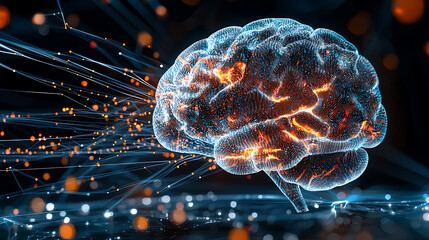 Poster - Dynamic brain activity simulation digital realm 3d visualization innovative technology close-up neuroimaging concepts