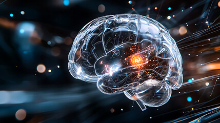 Poster - Exploring neural innovations brain visualization digital landscape 3d animation futuristic environment abstract concept