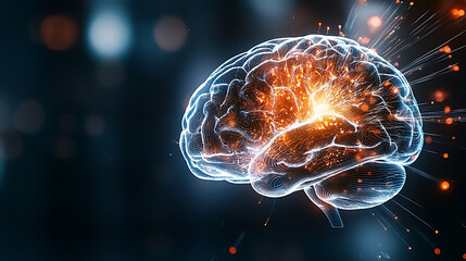 Poster - Exploring the power of the human brain concepts of intelligence and creativity digital art abstract close-up technology