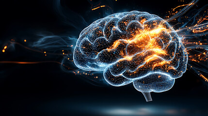 Poster - Innovative brainstorming session digital art neural activity visualization abstract environment dynamic perspective creativity unleashed
