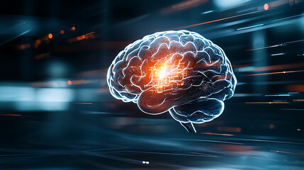 Poster - Dynamic brain visualization digital space graphic animation futuristic environment abstract concept