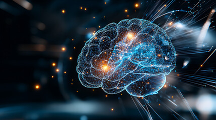 Poster - Exploring neural pathways brain visualization digital art scientific research abstract environment close-up data representation