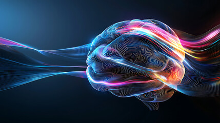 Poster - Dynamic visualization of brain activity digital art abstract concepts futuristic environment colorful viewpoint neurotechnology insights