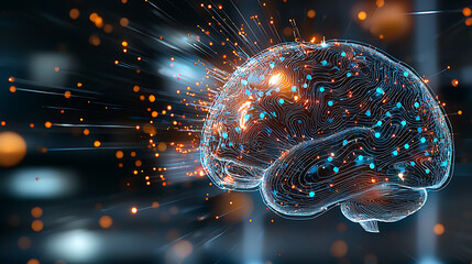 Poster - Innovative neural activity visualization digital art brain abstract futuristic conceptual technology