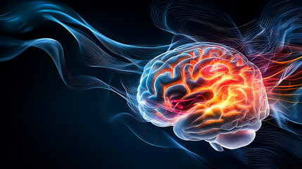 Poster - Exploring innovative neural connections digital brain visualization science abstract art close-up view cognitive functionality