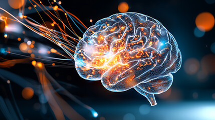 Poster - Exploring neural connectivity and brain functionality digital art abstract environment futuristic viewpoint