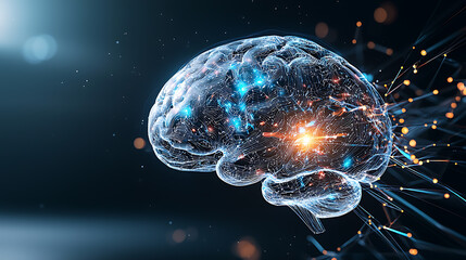 Poster - Dynamic brain visualization digital art neural connectivity modern technology abstract perspective artistic concept