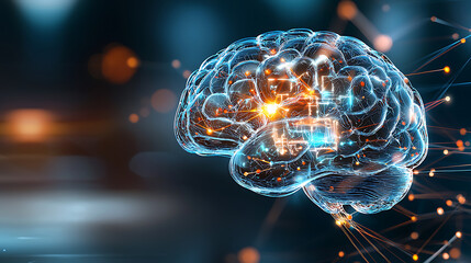 Poster - Exploring neural connections digital realm 3d visualization scientific environment macro perspective brain functionality concept