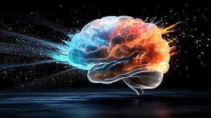Poster - Exploring neural creativity dynamic brain visualization digital realm artistic representation abstract environment close-up view innovation concept