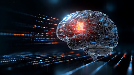 Poster - Neural connectivity visualization digital realm 3d graphic futuristic environment close-up perspective brain data processing