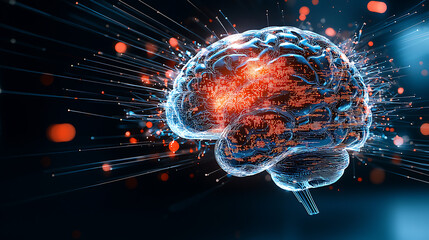Poster - Innovative neural network insights virtual space digital art futuristic environment close-up view brain technology concept