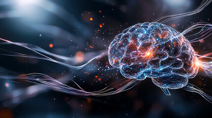 Poster - Innovative neural connections emerge digital realm 3d visuals abstract space futuristic perspective brainwave concepts