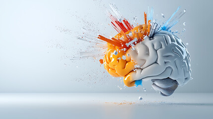 Poster - Creative brain explosion digital art abstract visualization studio environment close-up innovation concept
