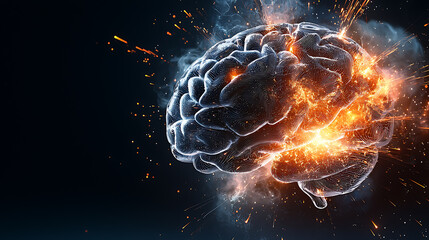 Poster - Explosive brain activity visualization digital art high-tech environment abstract concept