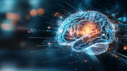 Poster - Innovative brain activity visualization digital environment 3d graphic futuristic conceptual view neurocognitive insights