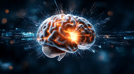 Poster - Exploring neural connections in the brain digital realm 3d visualization futuristic environment close-up cognitive science