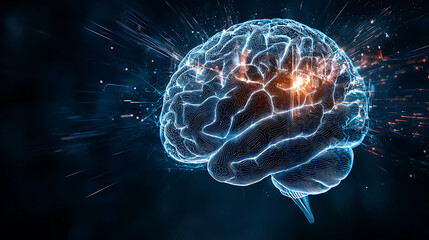 Poster - Exploring neural connections in digital brain visualization virtual space infographic abstract close-up cognitive science
