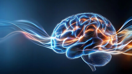 Poster - Neuroscience breakthrough exploring brain activity patterns laboratory digital art dark environment close-up innovation insights