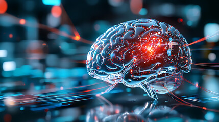 Poster - Innovative neural technology revolutionizes brain interaction global tech hub visual representation futuristic close-up science