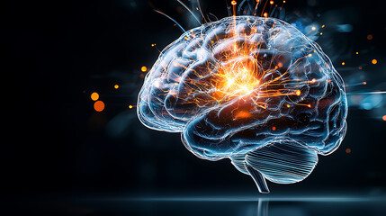 Poster - Exploring the impact of neural activity on human cognition digital realm infographic abstract elevated perspective