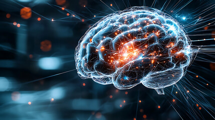 Poster - Exploring the human brain's mysteries neural connections science laboratory digital art abstract environment close-up view innovation