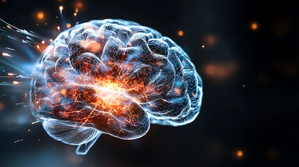 Poster - Explosive neuroactivity visualization digital art abstract science environment futuristic viewpoint brain concept