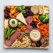 © ❤  Nancyvoz68❤  - A vegan charcuterie board featuring plant-based meats, cashew cheese, roasted vegetables, nuts, and dried fruits