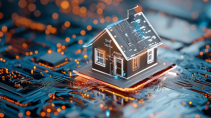 Poster - Innovative home automation technology digital environment virtual reality futuristic view smart living concept