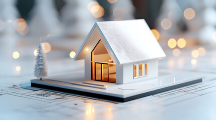 Poster - Architectural model house modern design indoor setting creative environment close-up view conceptual visualization