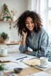 © BLQS - happy young woman designer planning renovation of modern apartment