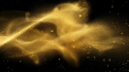 Poster - Golden glittering dust swirls: mesmerizing dance of light and particles