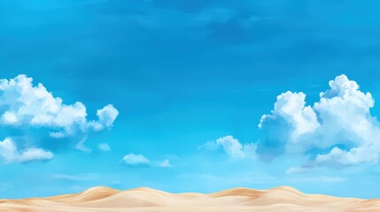 Wall Mural - vast desert landscape with clear blue sky and clouds