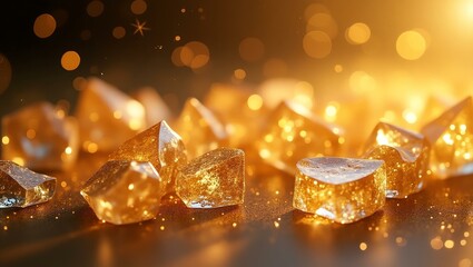 Wall Mural - gold themed sparkling crystal shards background
