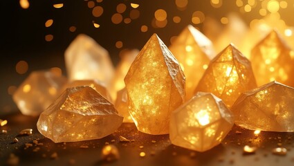 Wall Mural - gold themed sparkling crystal shards background