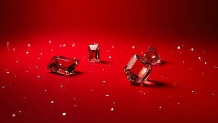 Wall Mural - red themed sparkling crystal shards background