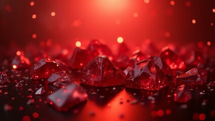 Wall Mural - red themed sparkling crystal shards background
