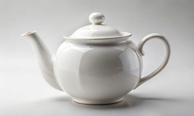 Wall Mural - white porcelain teapot on a light abstract background