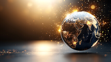 Poster - Global sparkling earth digital animation nighttime glow futuristic scene abstract perspective vision of connectivity