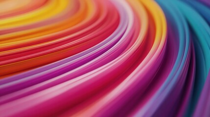 Poster - A vibrant swirl of colorful ribbons, blending hues of pink, orange, and purple, creating a mesmerizing visual effect.