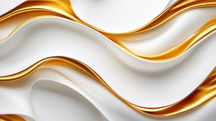 Poster - A smooth, flowing design featuring elegant white curves interspersed with shimmering gold accents, creating a sophisticated and modern aesthetic.