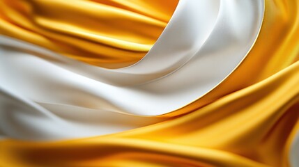 Poster - A close-up of flowing yellow and white fabric, showcasing smooth textures and rich colors that create an elegant visual appeal.
